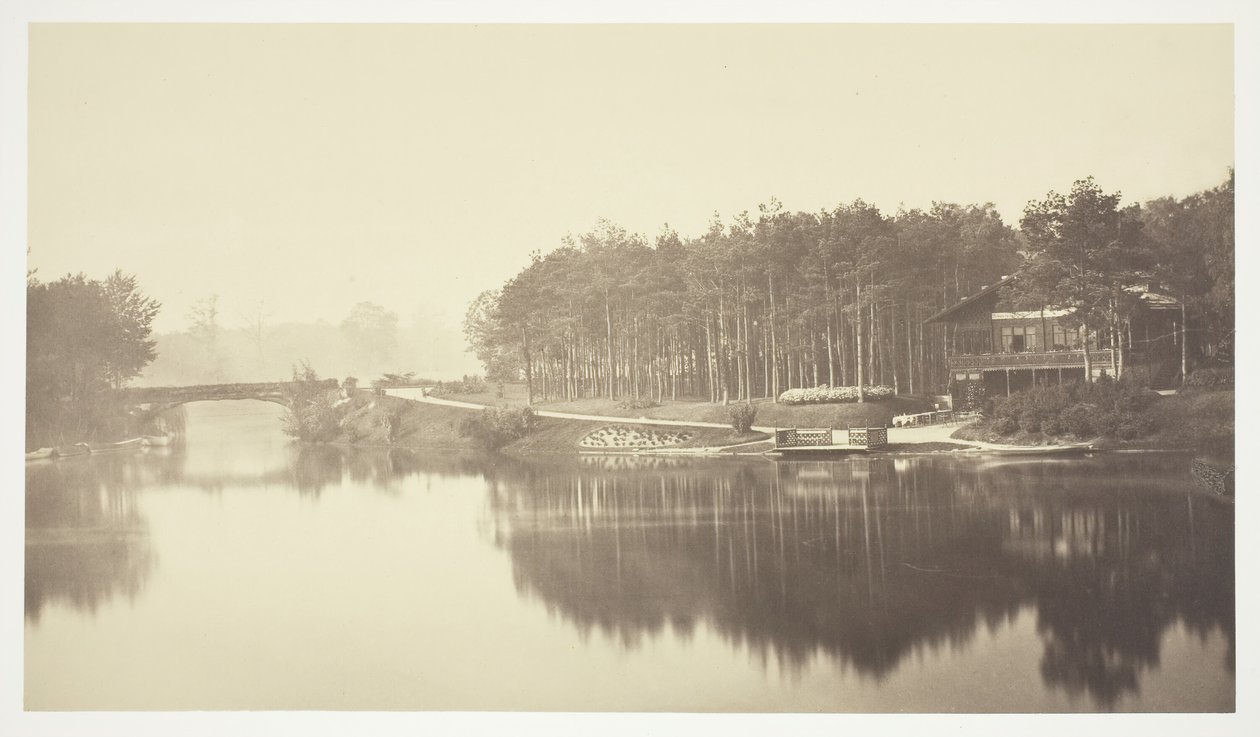 بدون عنوان ، ج. 1850. [جسر وشاليه في Bois de Boulogne ، حديقة في باريس]. بواسطة تشارلز مارفيل