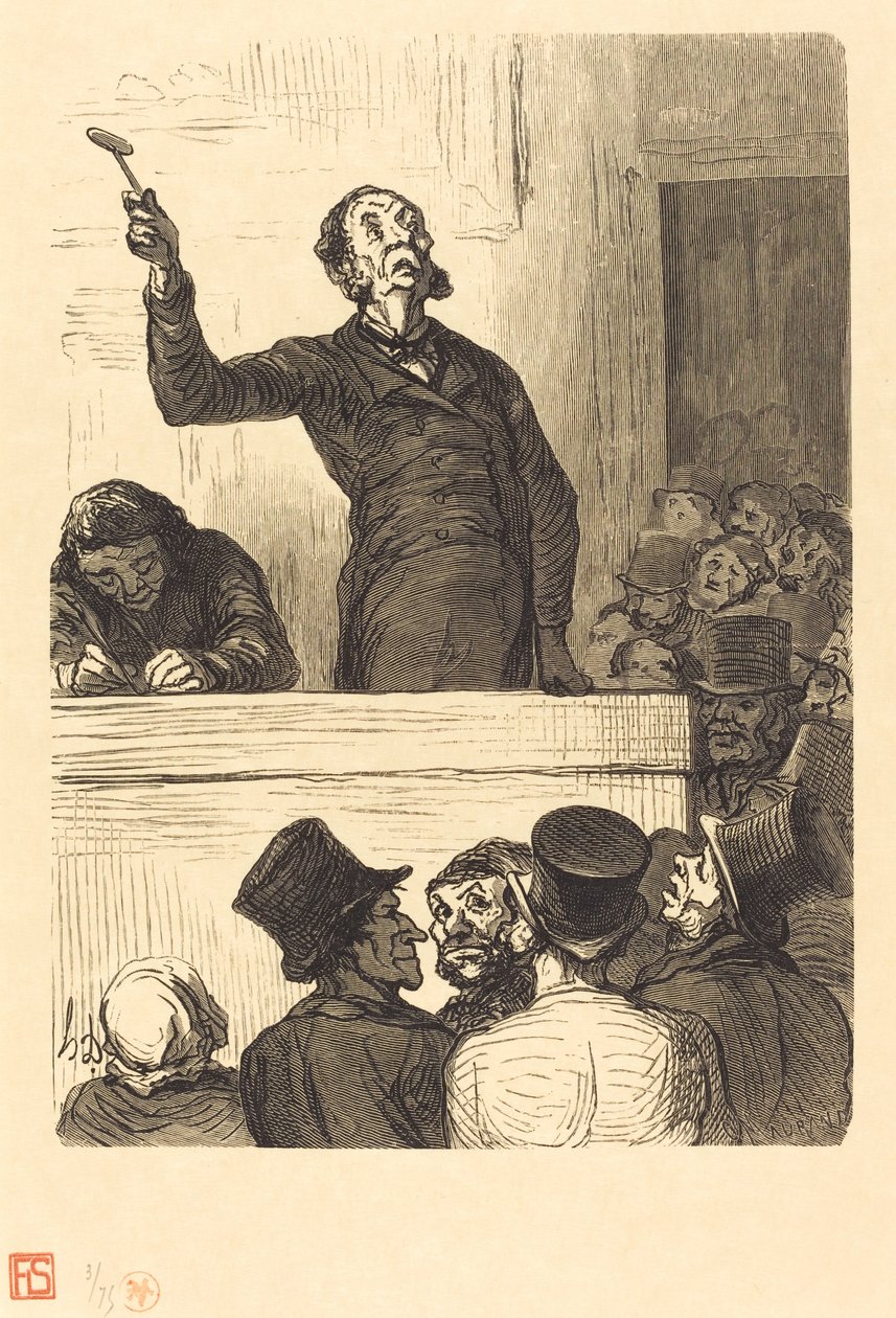 دار المزاد: البائع بالمزاد بواسطة شارل موران بعد Honoré Daumier