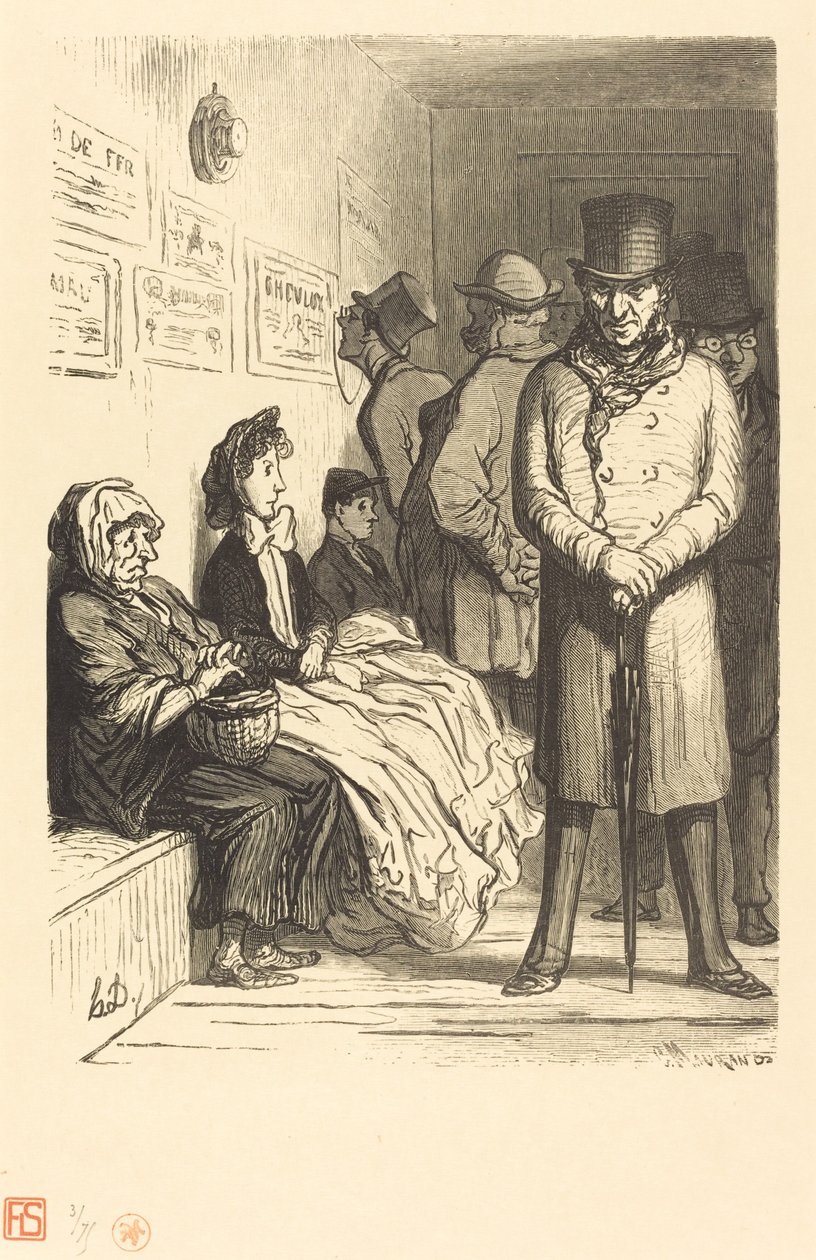 مكتب انتظار شامل بواسطة شارل موران بعد Honoré Daumier