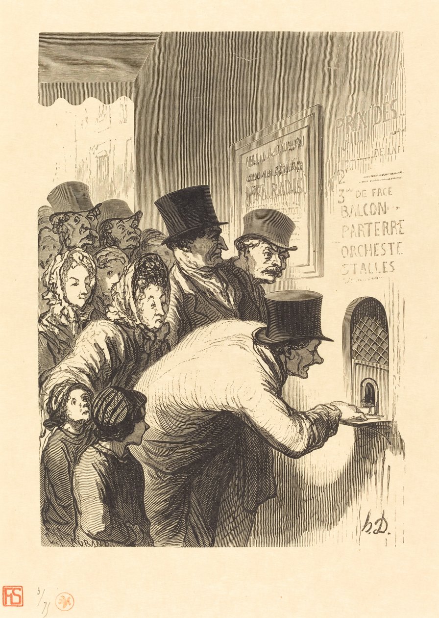 شباك التذاكر المسرح بواسطة شارل موران بعد Honoré Daumier