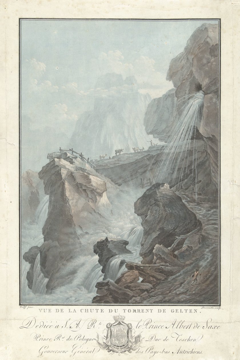 منظر لشلال Gelten منظر من Chute du Torrent de Gelten (العنوان على الكائن) مناظر رائعة لجبال سويسرا (عنوان المسلسل) بواسطة تشارلز ملكيور ديسكورتيس