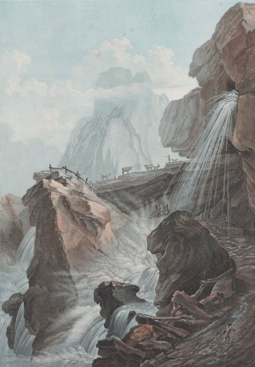 Vue de la chute du torrent de Gelten، 1785. بواسطة تشارلز ملكيور ديسكورتيس