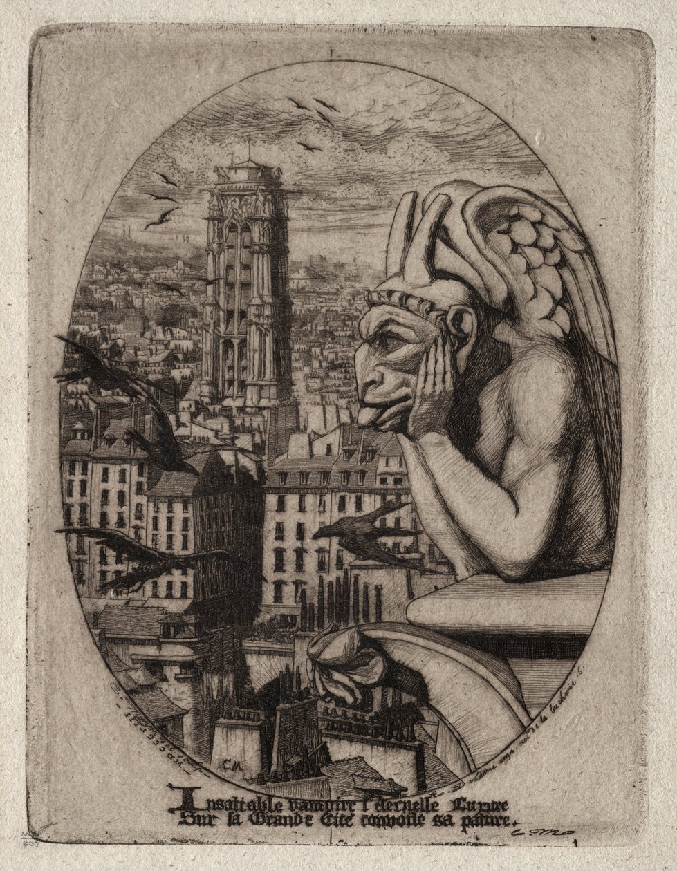 نقوش باريس: The Gargoyle ، 1853. بواسطة تشارلز ميريون