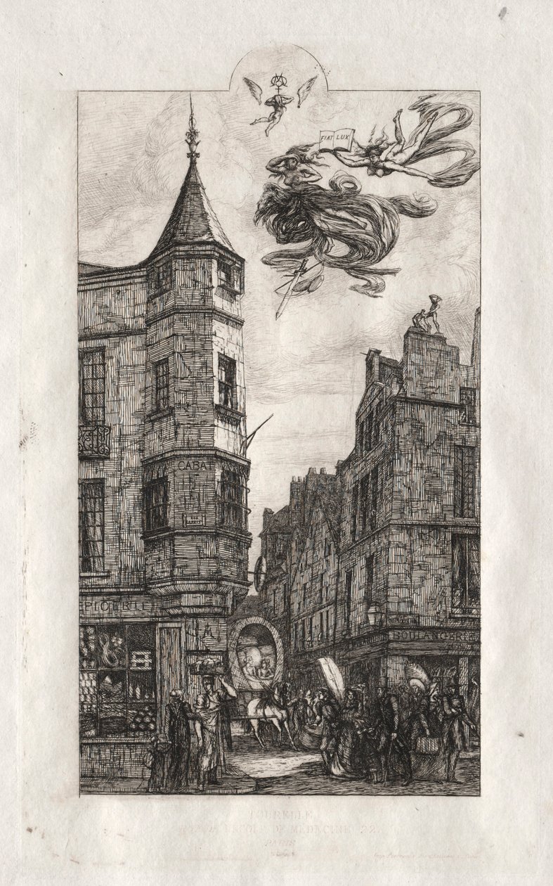 Etchings of Paris: Tourelle ، rue de lEcole de Médicine ، 1861. بواسطة تشارلز ميريون