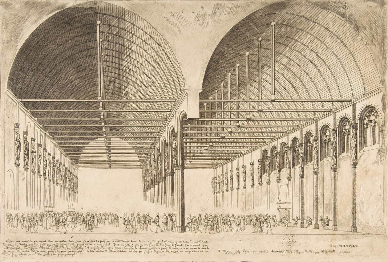 The Salle des Pas-Perdus في قصر العدل السابق غرفة انتظار قصر Jus ... ، 1855. بواسطة تشارلز ميريون