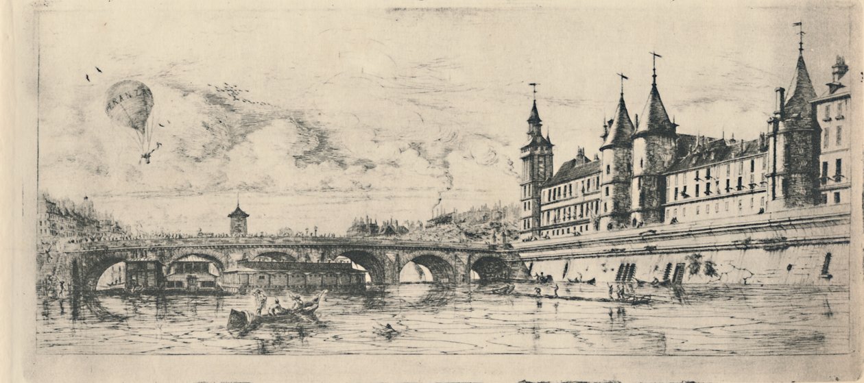 Le Pont-Au-Change 2nd State ، 6 18 × 13116 بوصة ، 1854 ، 1927 بواسطة تشارلز ميريون