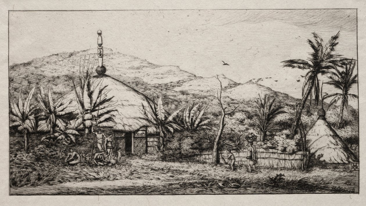 كاليدونيا الجديدة: الكوخ الأصلي الكبير على الطريق من Balade إلى Puebo ، 1845 بواسطة تشارلز ميريون