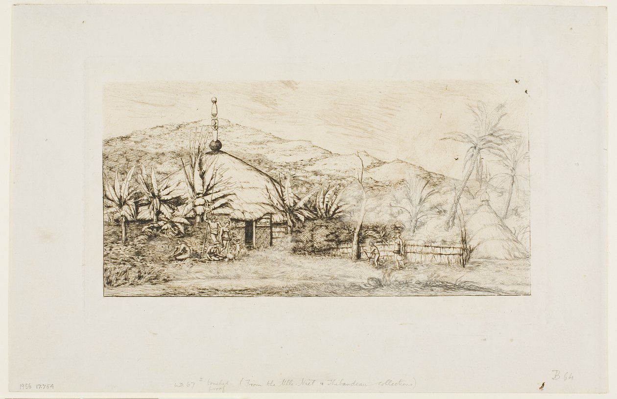 كاليدونيا الجديدة: الكوخ الأصلي الكبير على الطريق من Balade إلى Puépo ، 1845 بواسطة تشارلز ميريون