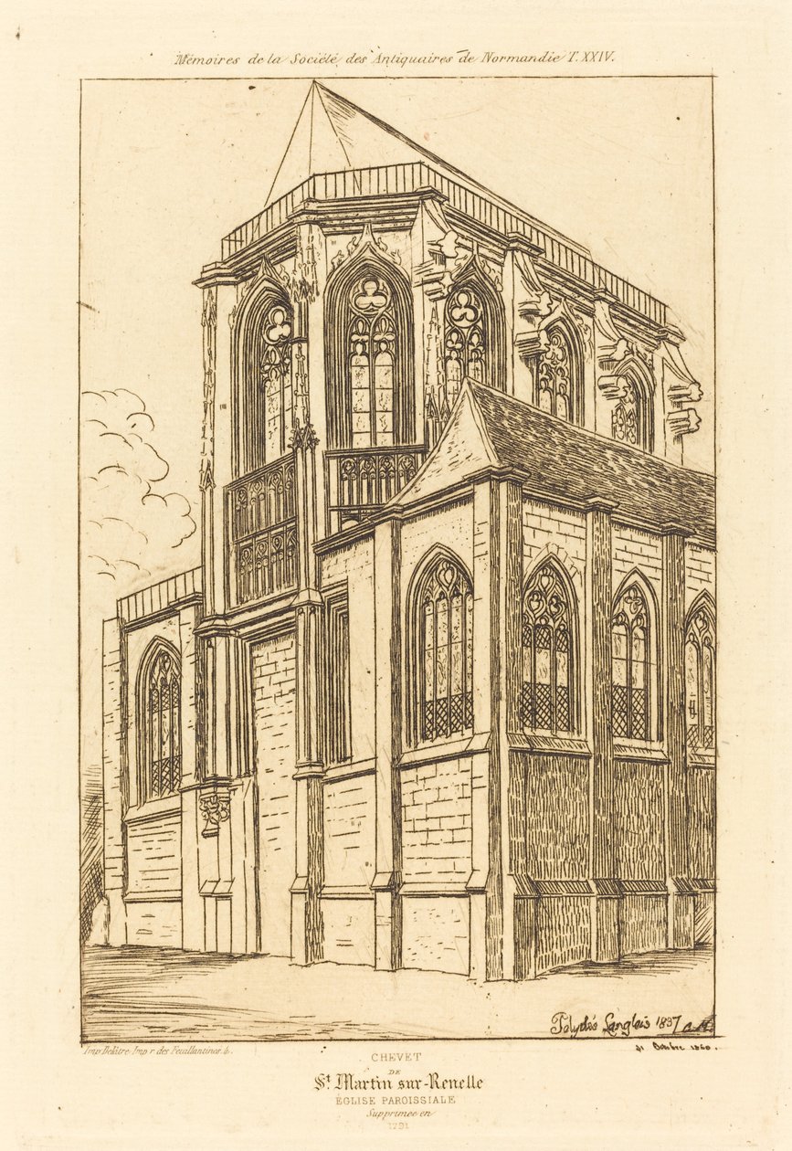 Chevet de St. Martin-sur-Renelle (Apsis of the Church of St. Martin-sur-Renelle) بواسطة تشارلز ميريون بعد Polikes Langlois