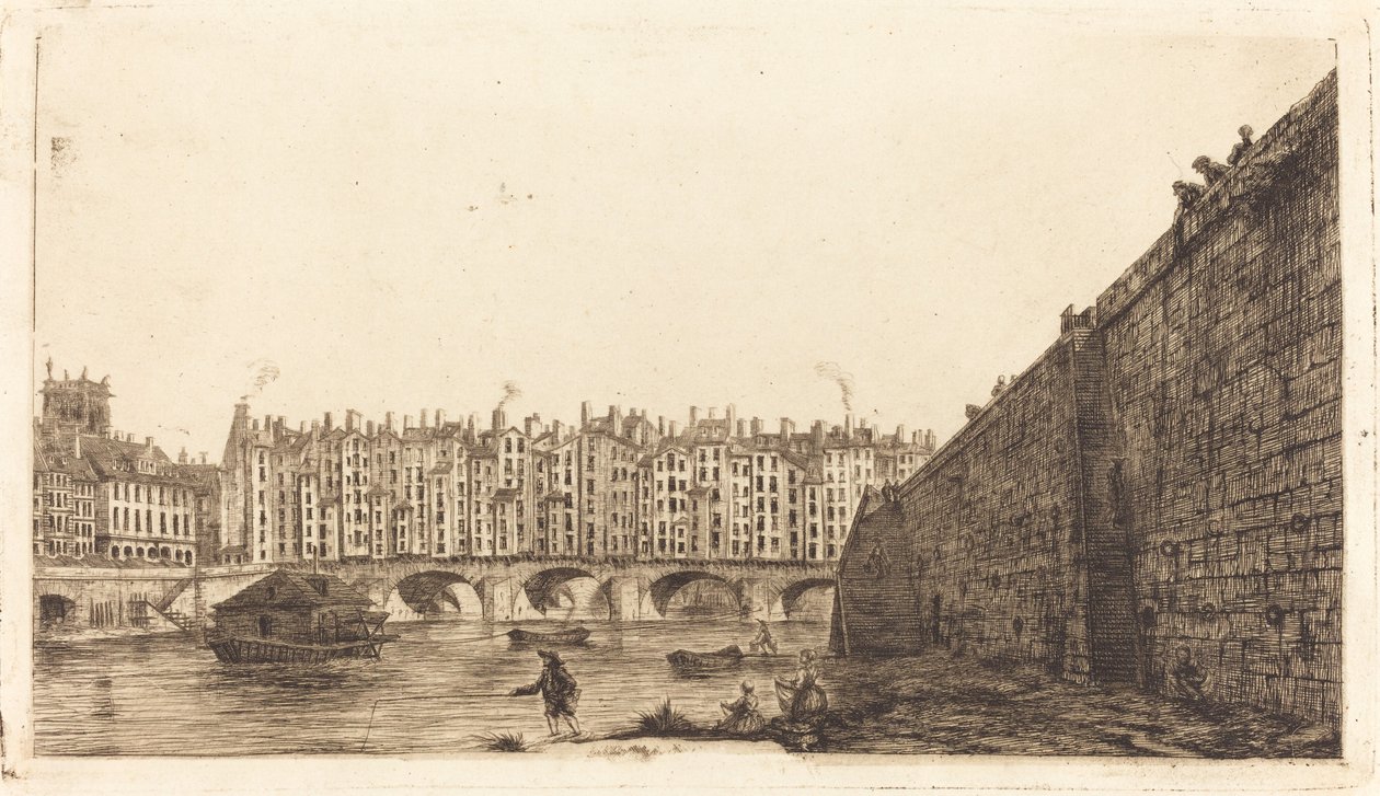 The Pont-au-Change ، باريس ، حوالي عام 1784 بواسطة تشارلز ميريون بعد فيكتور جان نيكول