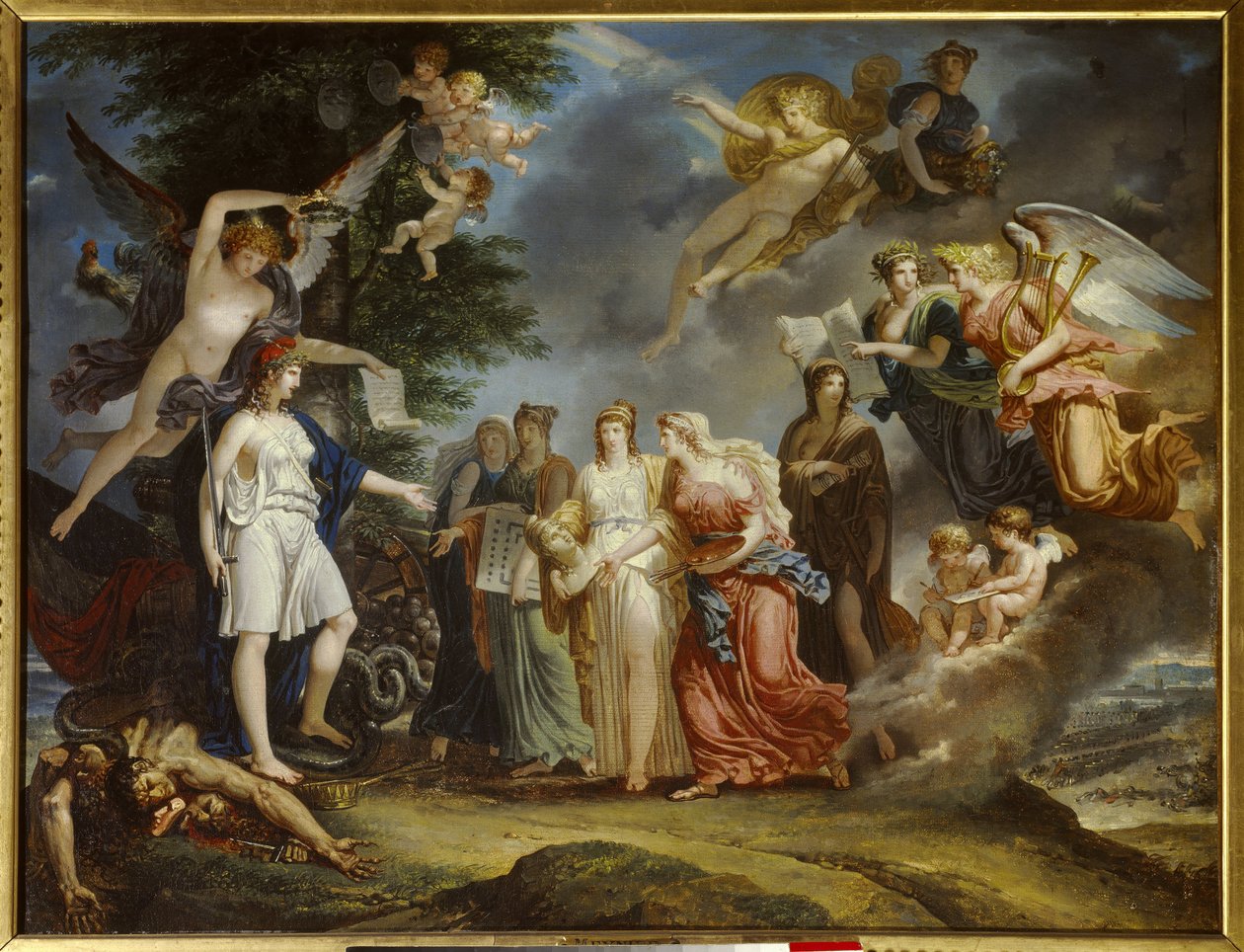 Siecle des Lumieres: "" تشجع فرنسا المنتصرة العلوم والفنون في خضم الحرب "لوحة رسمها تشارلز مينير (1768-1832) 1795 باريس ، متحف مارموتان بواسطة تشارلز ماينير