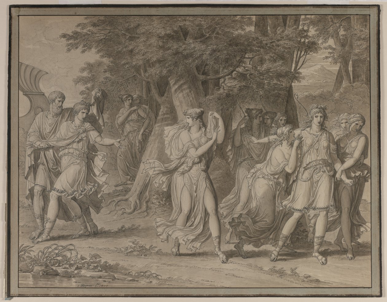 Telemachus ، حثت عليه معلمه ، مغادرة جزيرة كاليبسو ، 1800. بواسطة تشارلز ماينير