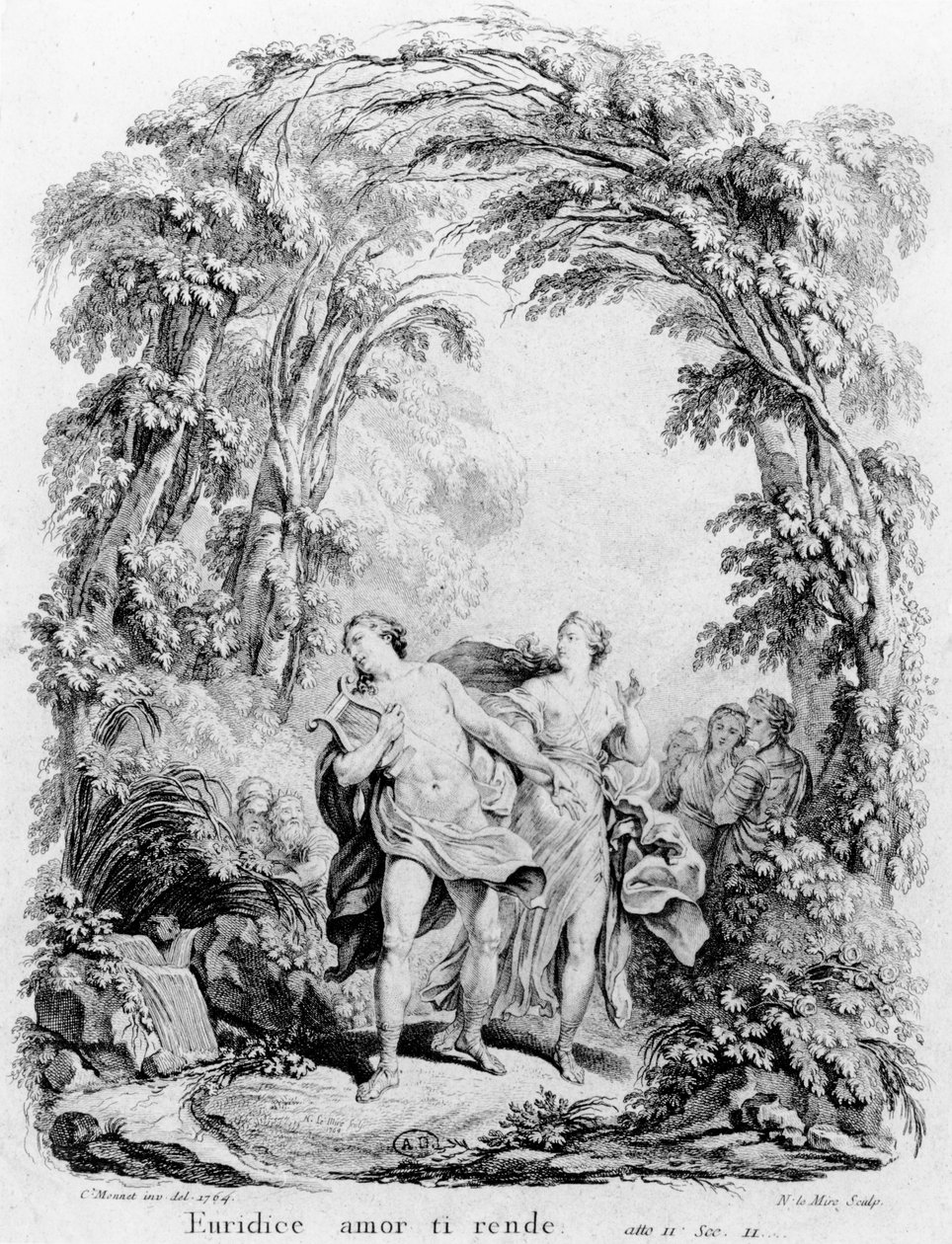 Orpheus يقود Eurydice للخروج من الجحيم ، رسم توضيحي لأوبرا Orpheus and Eurydice لكريستوف فون غلوك (1714-1787) بواسطة تشارلز مونيه