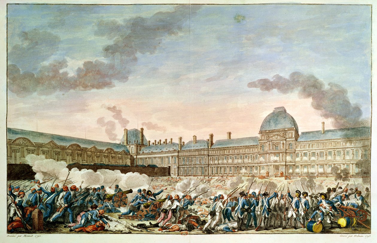 10 أغسطس 1792 ، نقشها إيزيدور ستانيسلاس هيلمان (1743-1809) 1792-93 بواسطة تشارلز مونيه