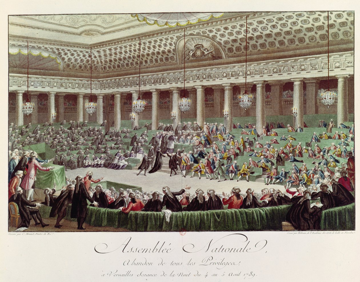 المجلس الوطني يتخلى عن جميع الامتيازات ، 4 أغسطس 1789 ، التي نقشها هيلمان (1743-1809) (النقش الملون) (انظر 104584) بواسطة تشارلز مونيه