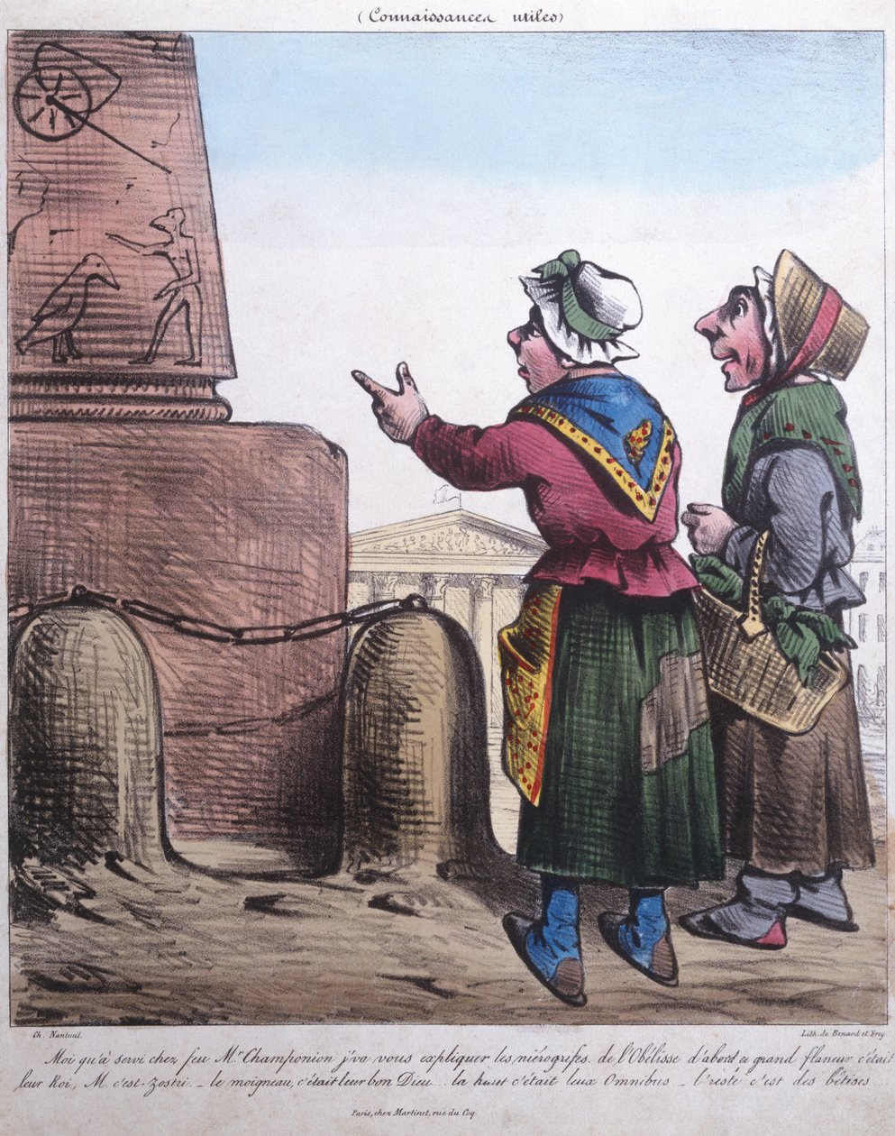 كاريكاتير تشييد المسلة في ساحة الكونكورد ، ج .1831 بواسطة تشارلز نانتويل