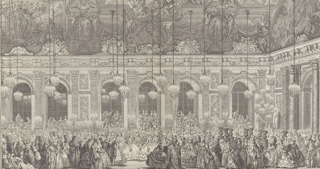 وسام الكرة المقنعة في فرساي بمناسبة ر ... ، كاليفورنيا. 1860 طبع 1764 لوحة. بواسطة تشارلز نيكولاس كوتشين