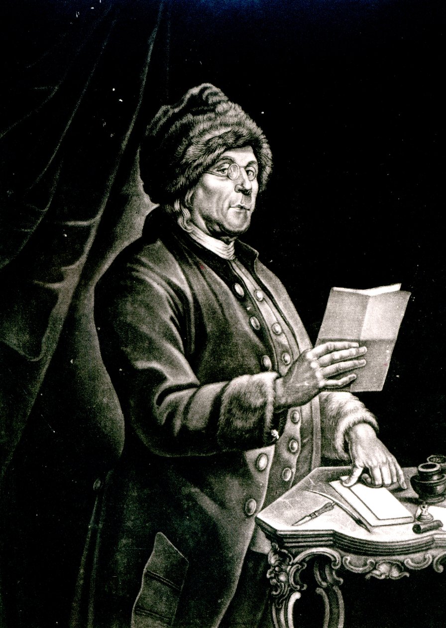 صورة لبنجامين فرانكلين ، 1777 (ليثو) (صور من وزن الجسم) بواسطة تشارلز نيكولاس الثاني كوتشين