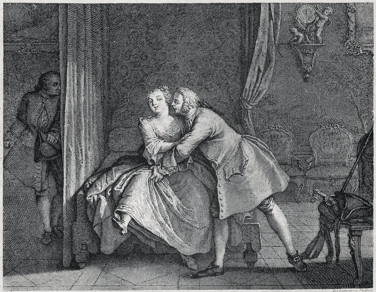 صانع الأذن والرسم التوضيحي لأرفف القوالب لـ Les contes de La Fontaine ، حوالي عام 1743 ". نقش لتشارلز نيكولاس كوشين (1715-1790). بواسطة تشارلز نيكولاس الثاني كوتشين
