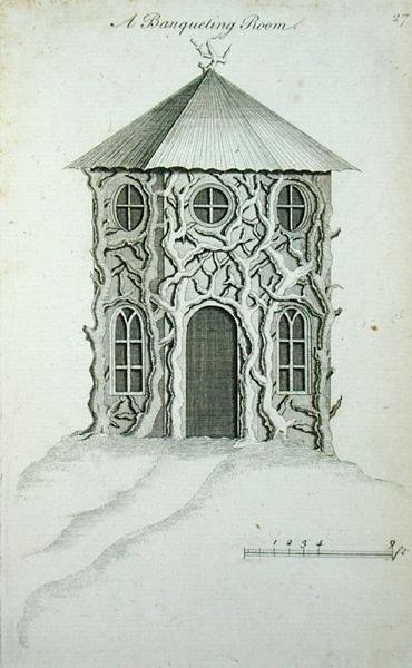 غرفة مآدب ، من `` هندسة الزينة في الذوق القوطي والصيني والحديث '' ، تم نشرها عام 1758 (نقش) بواسطة تشارلز أوفر