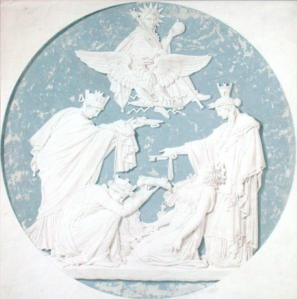 تصميم لميدالية تصور مجد نابليون (1769-1821) (قلم رصاص ومرحاض على ورق) بواسطة تشارلز بيرسييه