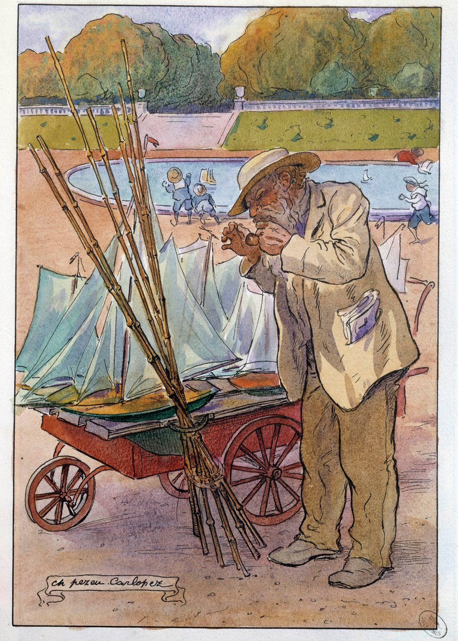 تاجر القوارب في حديقة التويلري عام 1909 رسمه تشارلز بيزيو ديت كارلوبيز (القرن العشرين) بواسطة تشارلز بيزيو كارلوبيز