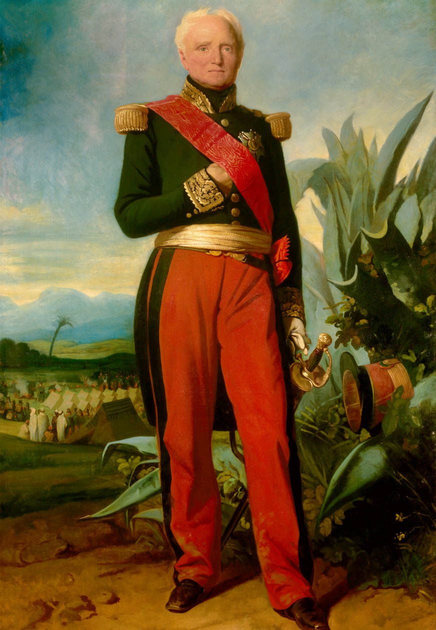 Portrait en pied de Thomas Robert Bugeaud de la Piconnerie (1784-1849) ، دوق Isly عام 1844 ، مارشال فرنسا عام 1843 الحاكم العام للجزائر لوحة تشارلز لاريفير (1798-1876) 1845 صن. 2،19x1،45 م بواسطة تشارلز فيليب لاريفيير
