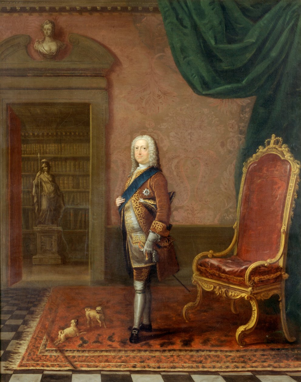 جورج الثاني في مكتبة قصر سانت جيمس حوالي عام 1738 (زيت على قماش) بواسطة تشارلز فيليبس