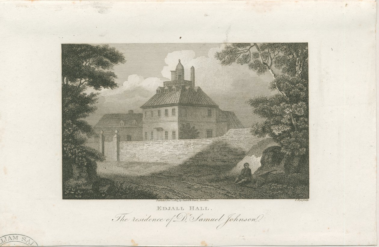 Lichfield - Edial Hall: نقش ، بدون تاريخ [c 1805] (طباعة) بواسطة تشارلز باي