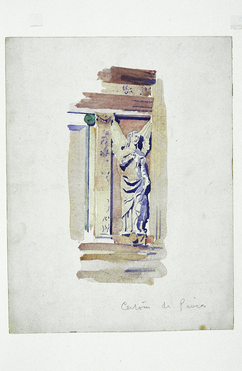 Certosa di Pavia (دراسة ملاك منحوت) ، 1891 (قلم رصاص وألوان مائية على ورق) بواسطة تشارلز ريني ماكينتوش