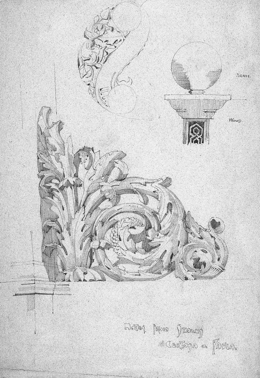 ملاحظات من Itally [هكذا] ، Certosa di Pavia ، 1891 (قلم رصاص على ورق أزرق) بواسطة تشارلز ريني ماكينتوش
