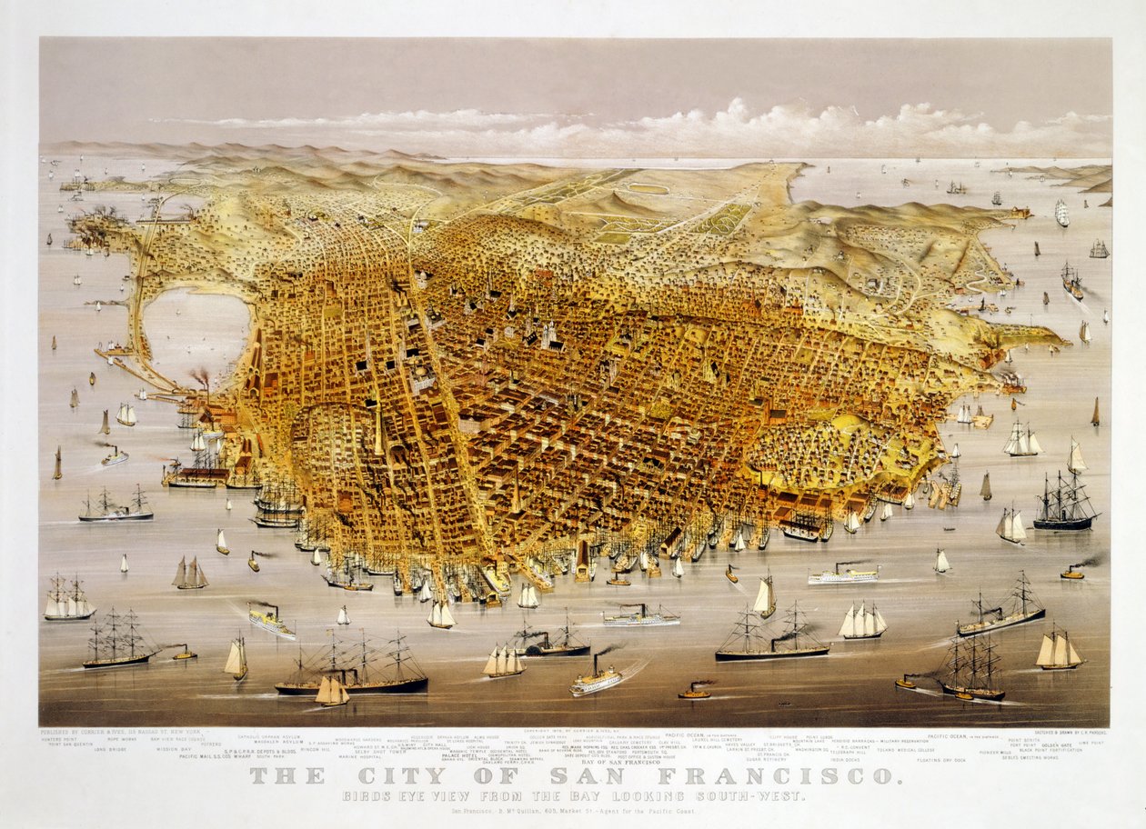 مدينة سان فرانسيسكو ، حانة. 1878 (الطباعة الحجرية الملونة) بواسطة تشارلز ريتشارد بارسونز