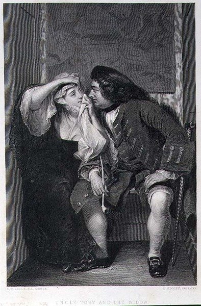 العم توبي والأرملة ، نقش بواسطة Lumb Stocks (1812-92) (نقش) بواسطة تشارلز روبرت (بعد) ليزلي
