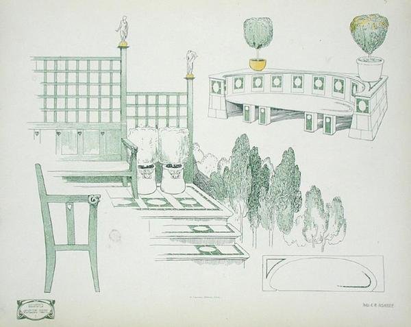 تفاصيل المقاعد والمدرجات ، من أوائل القرن العشرين ، من 'Documents d'Architecture Moderne' (لون ليثو) بواسطة تشارلز روبرت أشبي