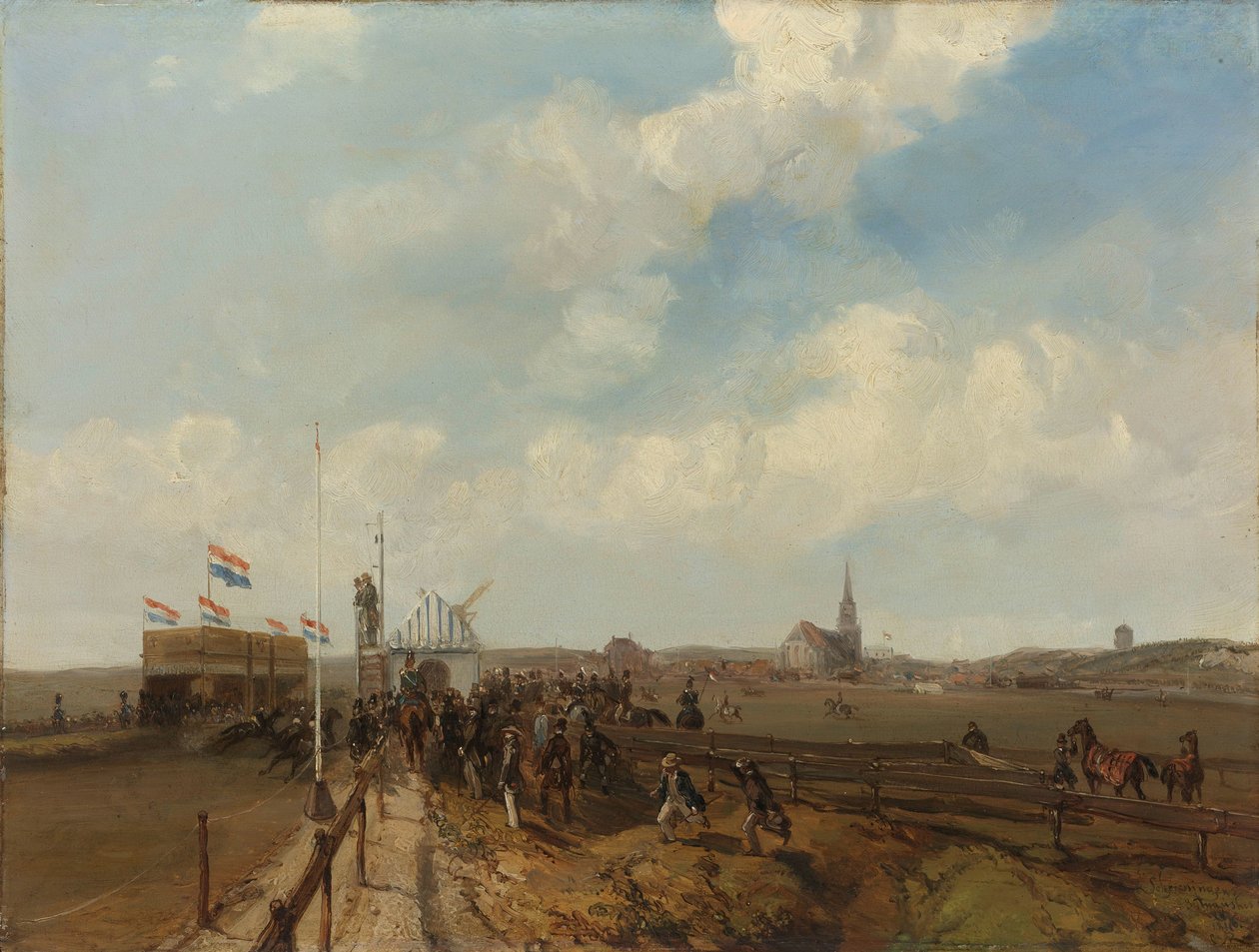 مضمار السباق في Scheveningen ، افتتح في 3 أغسطس 1846 بواسطة تشارلز روشوسن (توقيع الفنان)