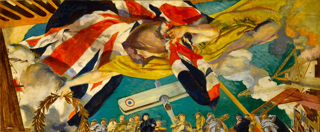 دراسة لرسم السقف في القاعة الكبرى لمعهد المهندسين المدنيين ، ج .1919 بواسطة تشارلز سيمز