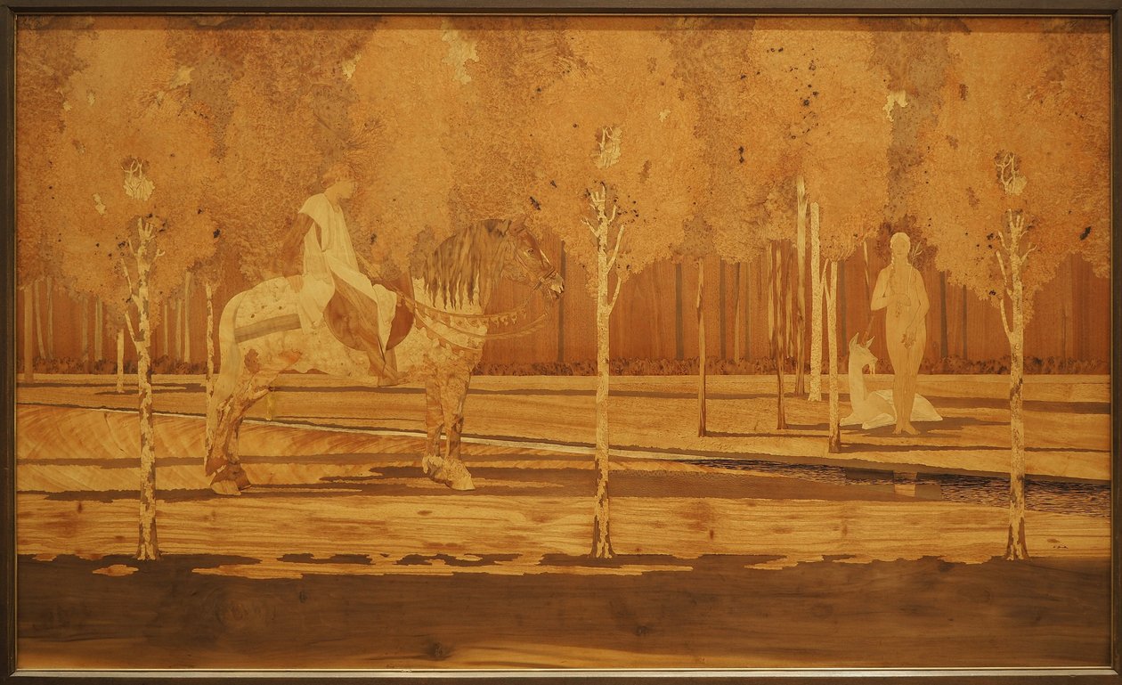 The Lady and the Unicorn 1925 (البلوط والتطعيم من خشب متنوع) بواسطة تشارلز سبيندلر
