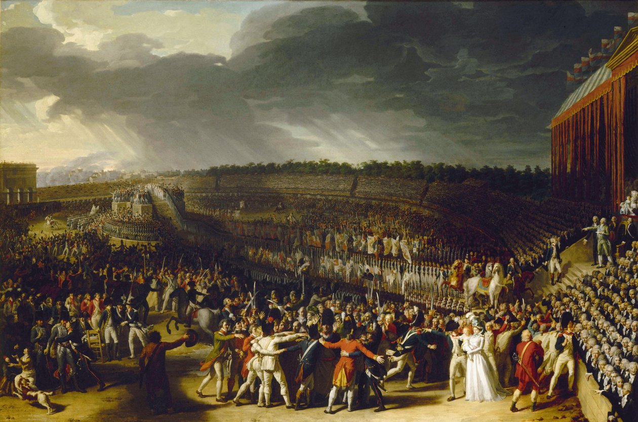 مهرجان الاتحاد في Champ de Mars في 14 يوليو 1790 ، 1792. بواسطة تشارلز ثيفينين