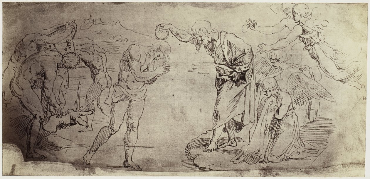 إعادة إنتاج الصور لرسم رفائيل ، معمودية المسيح في نهر الأردن بواسطة تشارلز ثورستون طومسون