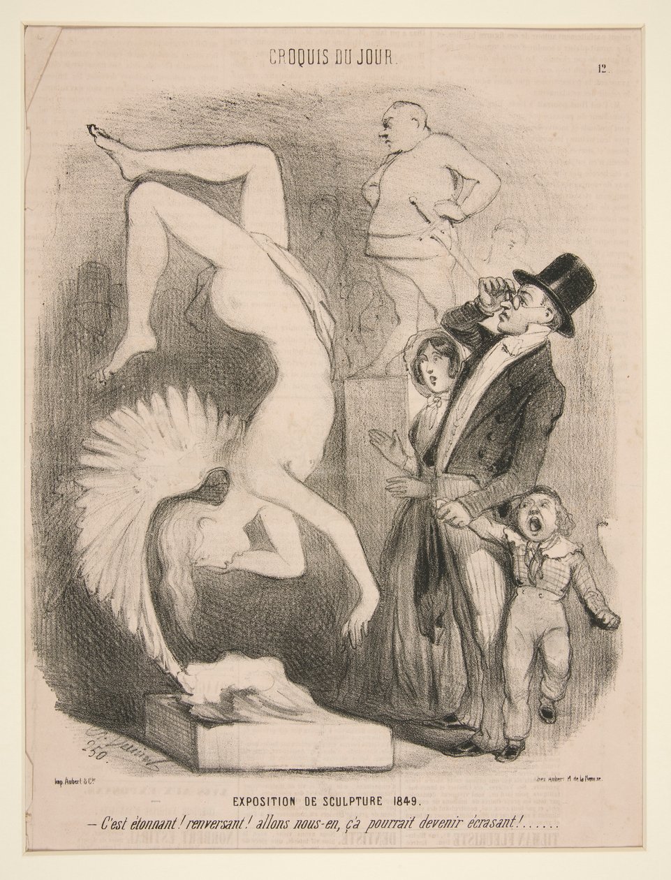 Exposition de Sculpture 1849 (معرض النحت 1849) ، من سلسلة رسم اليوم المنشور في Le Charivari بواسطة تشارلز فيرنييه