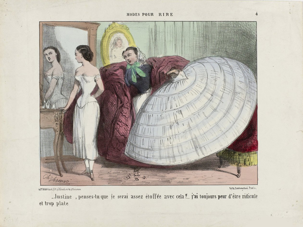 جوستين ، هل تعتقد أنني سأتجسد بما فيه الكفاية مع هذا ... من Modes pour rire ، 1855-1859. بواسطة تشارلز فيرنييه