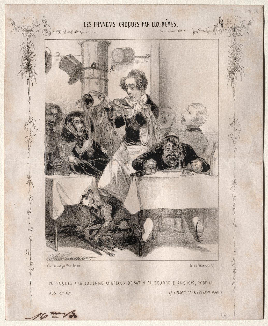 الرسم الفرنسي بأنفسهم: جوليان الباروكات ، قبعات الساتان ، 1840. بواسطة تشارلز فيرنييه