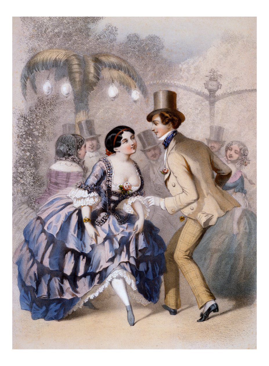 "" Les balls de Paris - Mabille "- نقش بواسطة Charles Vernier (1831-1887). بواسطة تشارلز فيرنييه