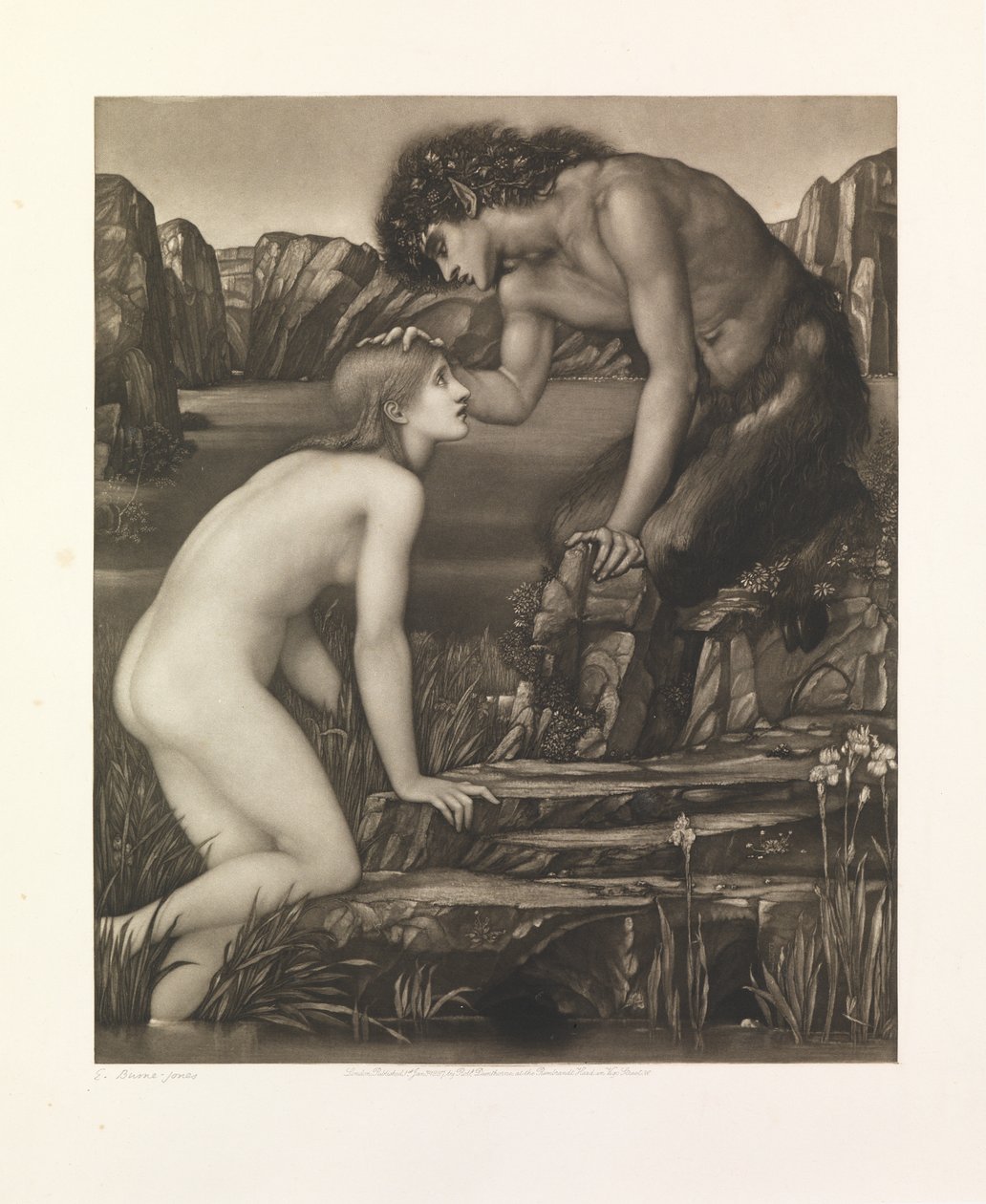 Pan and Psyche (ميزوتينت مطبوع على الورق) بواسطة تشارلز دبليو كامبل
