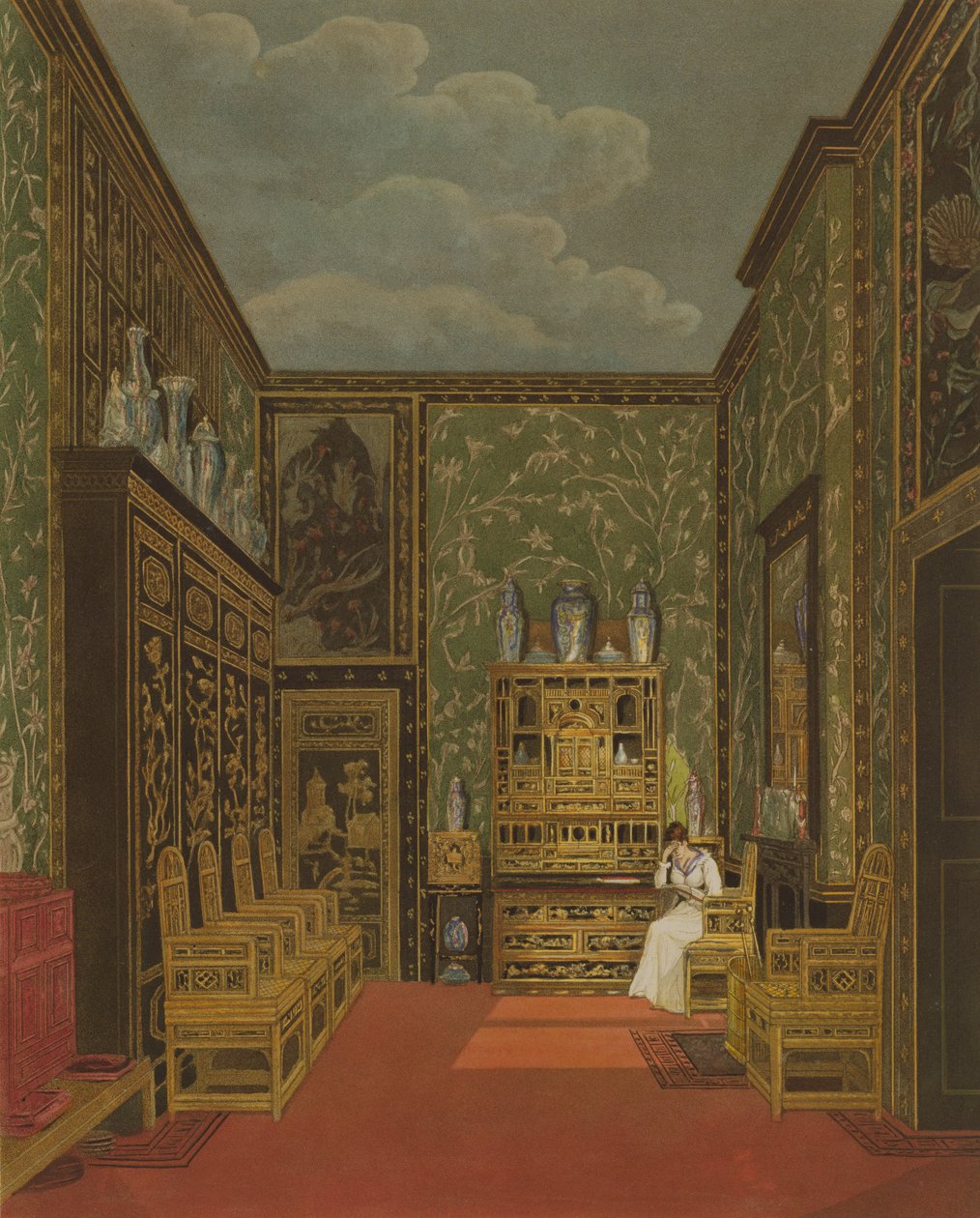 The Green Closet at Frogmore من Pyne &39;The History of Royal Residences&39; منقوش بواسطة William James Bennett (1787-1844) ، نشر في عام 1819 بواسطة تشارلز وايلد