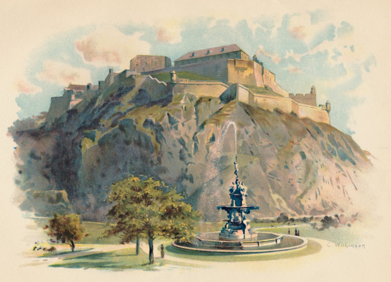 The Castle Rock ، إدنبرة ، c1890 بواسطة تشارلز ويلكنسون