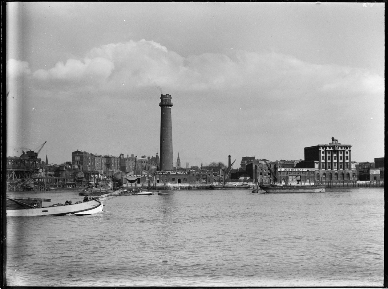Shot Tower and Lead Works، Belvedere Road، Lambeth، Greater London Authority، 1936. بواسطة تشارلز وليام بريكيت