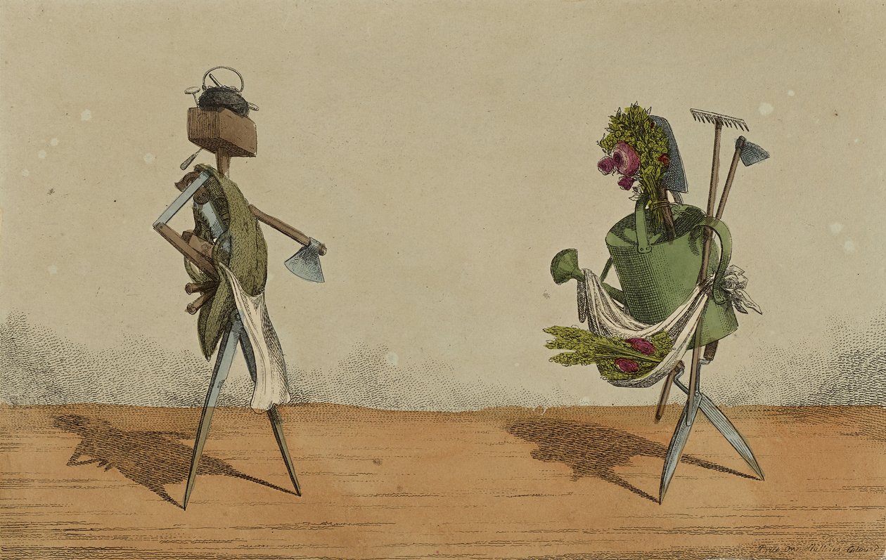 تنفيذ الرسوم المتحركة ، اللوحة 2 ، مخصصة للنجارين والبستانيين في بريطانيا العظمى ، c.1811 (النقش الملون يدويًا) بواسطة تشارلز ويليامز