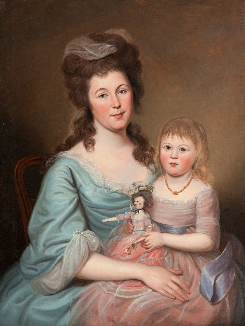 بيجي ساندرسون هيوز وابنتها ، c.1788-89 بواسطة تشارلز ويلسون بيل