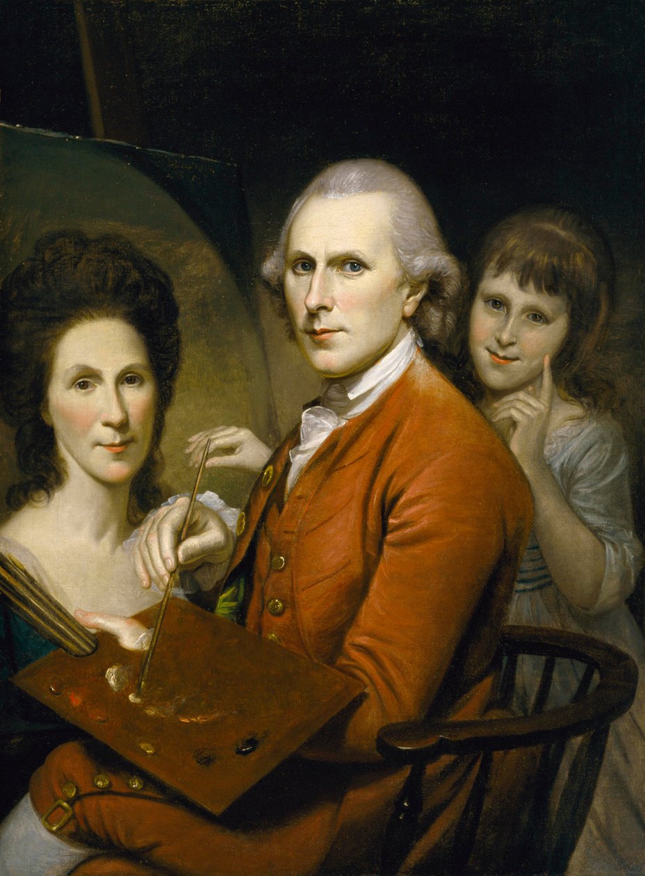صورة شخصية مع أنجليكا بيل وصورة راشيل ، حوالي 1782-88 (زيت على قماش) بواسطة تشارلز ويلسون بيل